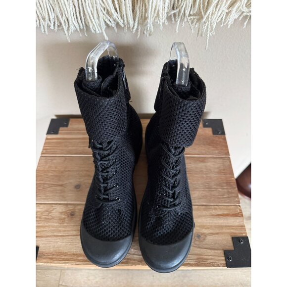 Free People X Jeffrey Campbell Ricki Hiker Boot Black Mesh Block Heel Size 8 - Picture 4 of 16